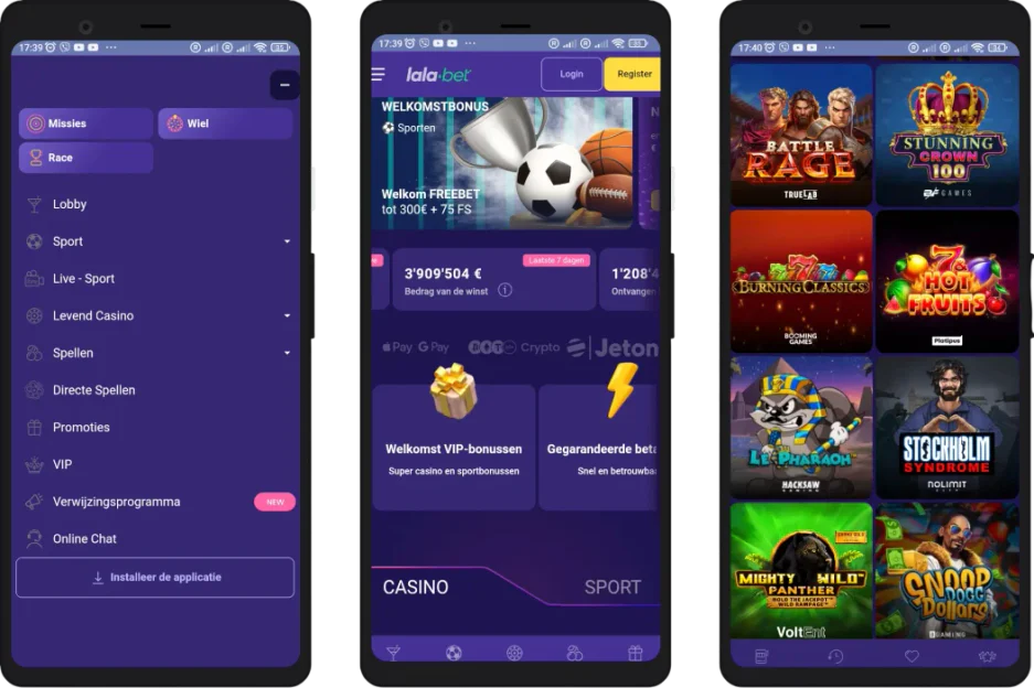 Mobiele versie van Lalabet Casino voor smartphone en tablet