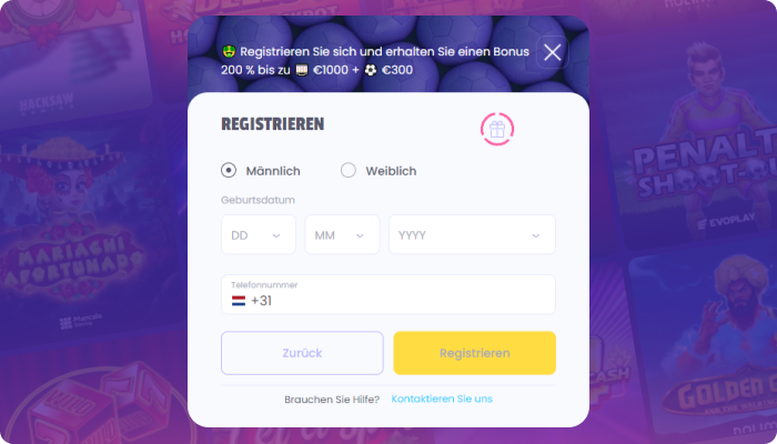 Registratieformulier bij Lala Bet - Persoonlijke informatie